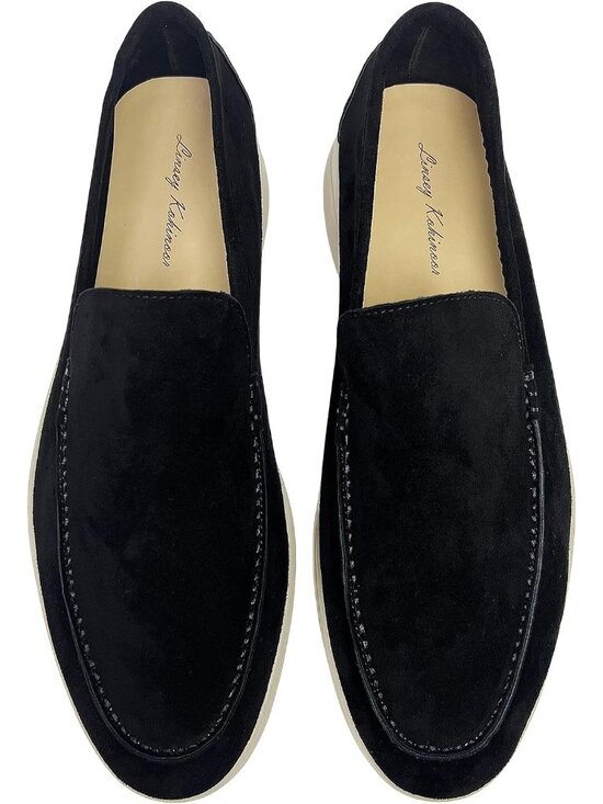 Men\'s Black Loafers Shoes Genuine Sheepskin Suede Solid Minimalist Slip On main image 5